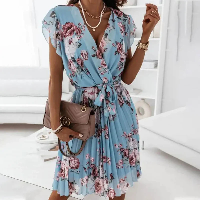 Luxus Freizeitkleid mit Blumen für Damen