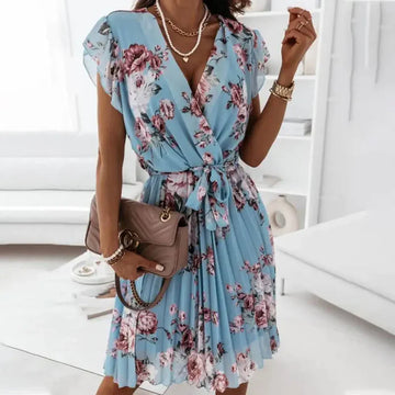 Luxus Freizeitkleid mit Blumen für Damen